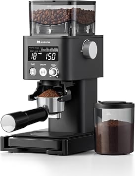 MOKKOM Coffee Grinder Electric with Scale, Conical Burr Coffee Grinder for Espresso, 31 Grind Settings, Anti-Static Coffee Bean Grinder, Grind by Weight for Espresso, Pour Over & French Press, Black