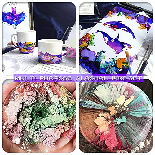 Alcohol Ink Set – 48 Bottles Vibrant Colors High Concentrated Alcohol-Based Ink, Concentrated Epoxy Resin Paint Colour Dye, Great For Painting,Resin Petri Dish, Coaster,Tumbler Cup Making,(10Ml Each) #TOP2