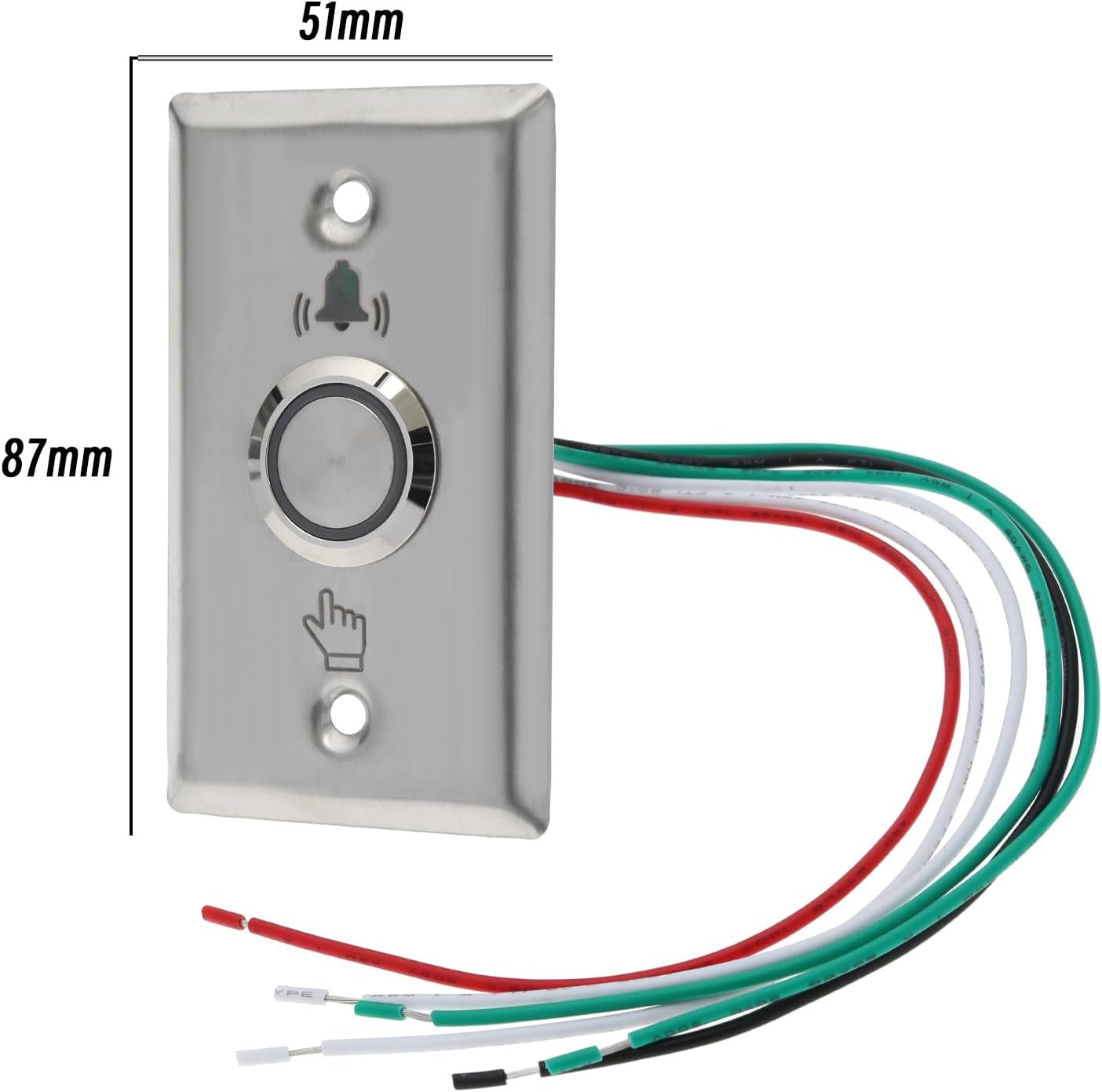 SING F LTD Waterproof Door Bell Lighting Pressure Button Switch With LED NO&NC 304 Stainless Steel Wireless Doorbell 12V Luminous Button LED Flash 87x51mm