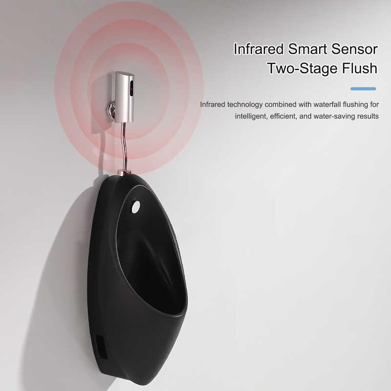 Urinario de Pared con Sensor Inteligente y Descarga, Urinario Comercial Antiolor para Adultos y Hombre, para Uso público, para Karaoke, Bares, baños y hoteles(White)