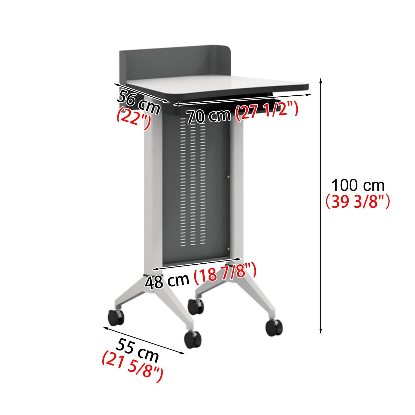 Générique Table de pupitre Mobile en Aluminium, pupitre à Structure en Acier Robuste pour Bureau Debout, idéale pour Les Formations, séminaires, salles de réunion et salles de Classe.