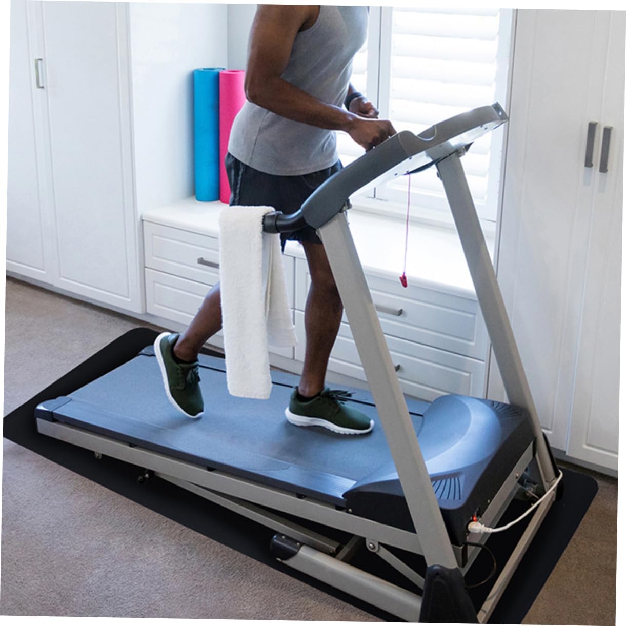 Mobestech Exercise Equipment Non- Cushion Mat for Treadmill Fitness Machines Nbr Soundproof Floor Protector Noise Reduction Stability for Home Gym