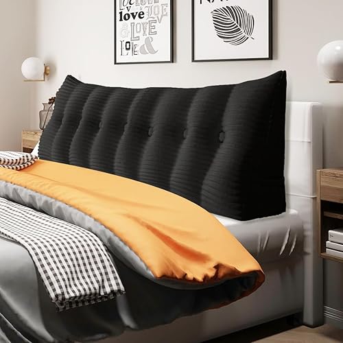 Rucener Almohada de cabecera de cuña, posicionador de cuerpo, almohada de lectura triangular, almohada para sentarse en la cama con funda extraíble,