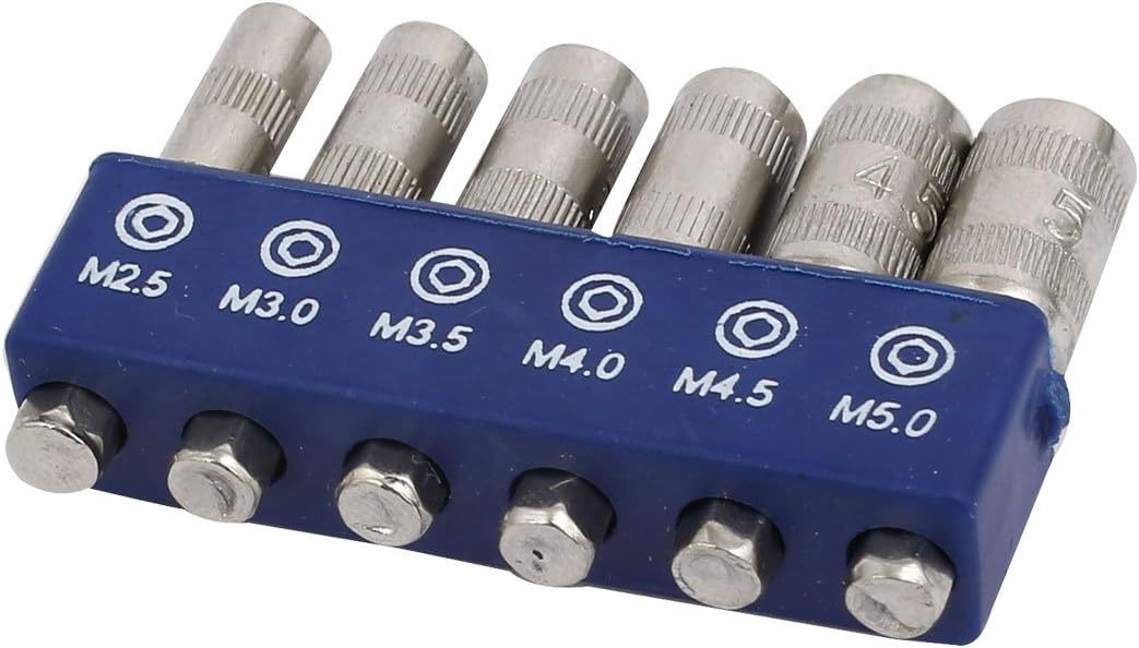 uxcell M2.5 M3 M3.5 M4.0 M4.5 M5 Hex Socket Nut Driver Adapter Drill Bit 6 in 1 Set