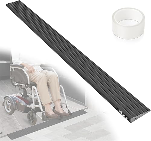 LIEKUMM Rampa de umbral de PVC de elevación de 3/8 pulgadas para puertas, capacidad de 1700 libras, rampa de transición autoadhesiva para sillas de
