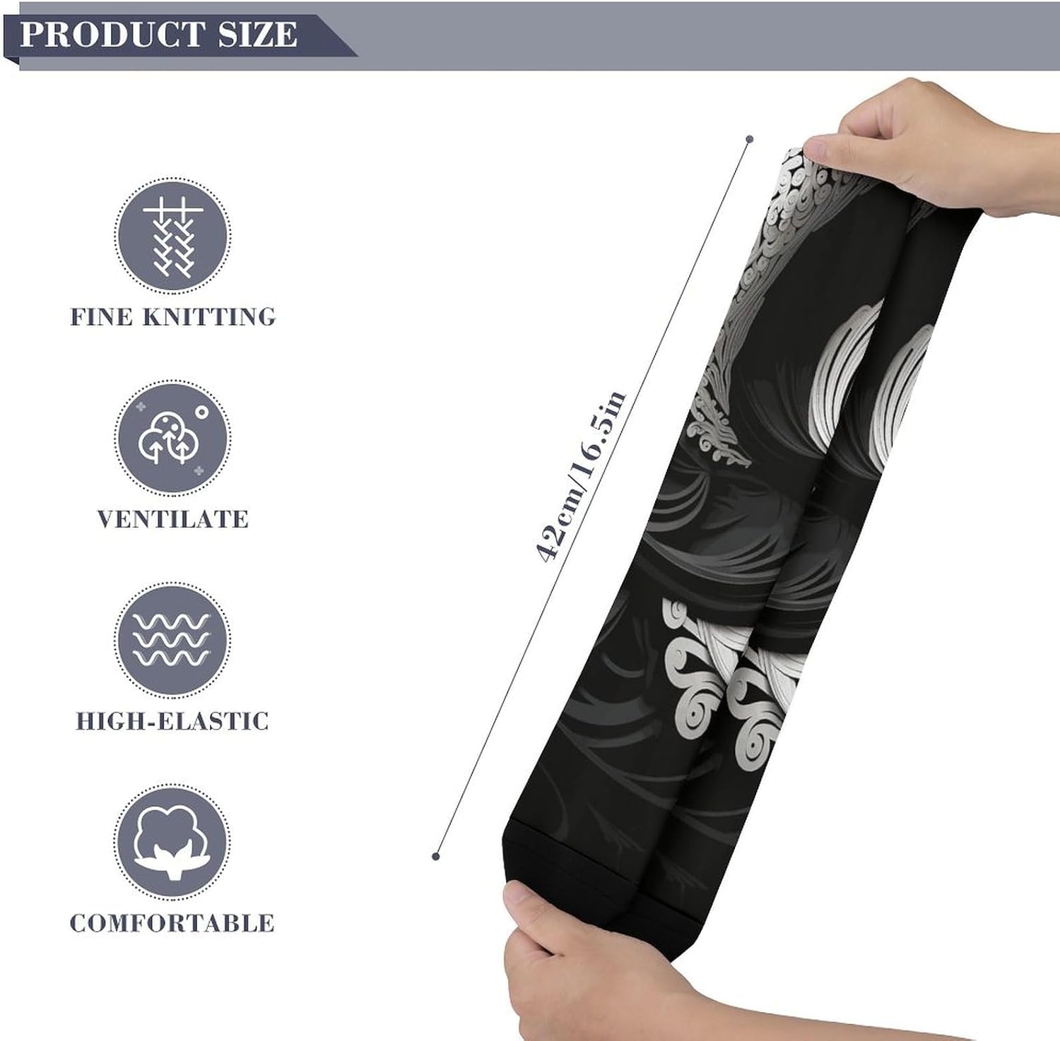 Black White Knee High Soccer Socks Moisture Wicking