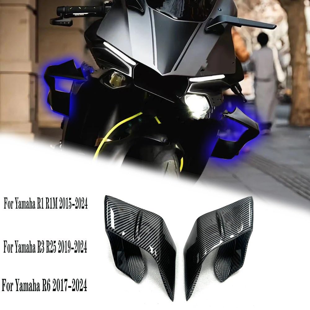 Wingletów Motocyklowych Włókna Boczne Owiewki Wing Do YZF R3 2015-2024 motocykl puszczania samolotów R1M Winglet KIT(Glossy black)