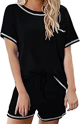 Conjunto de 2 peças de pijama feminino aconchegante, roupa de dormir pequena e quente