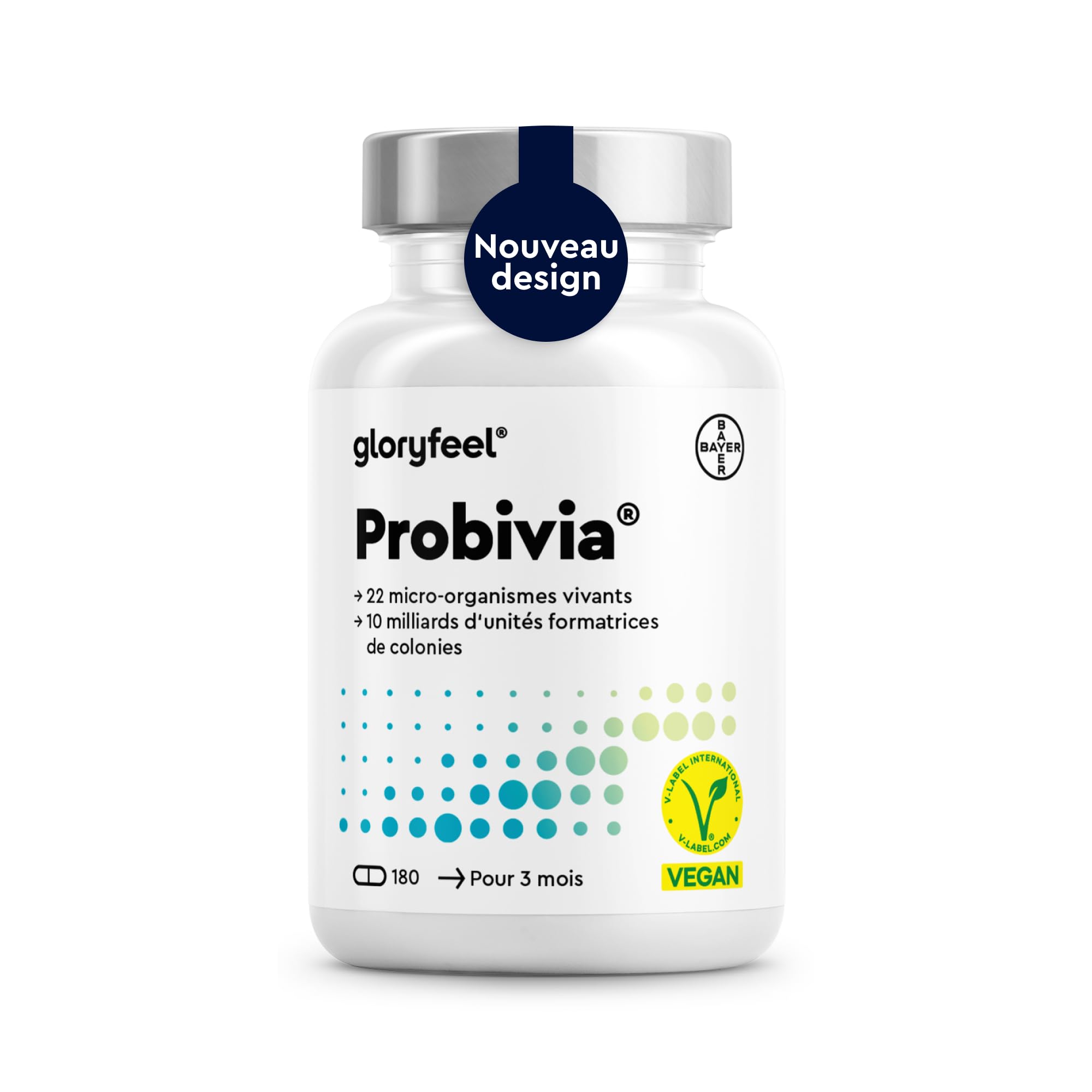 Probivia Probiotique Ferments Lactiques, 180 Capsules Végétaliens, 22 Souches de Bactéries avec Lactobacillus & Bifidobacterium pour la Flore Intestinale, 10 Milliards UFC, Complément Alimentaire