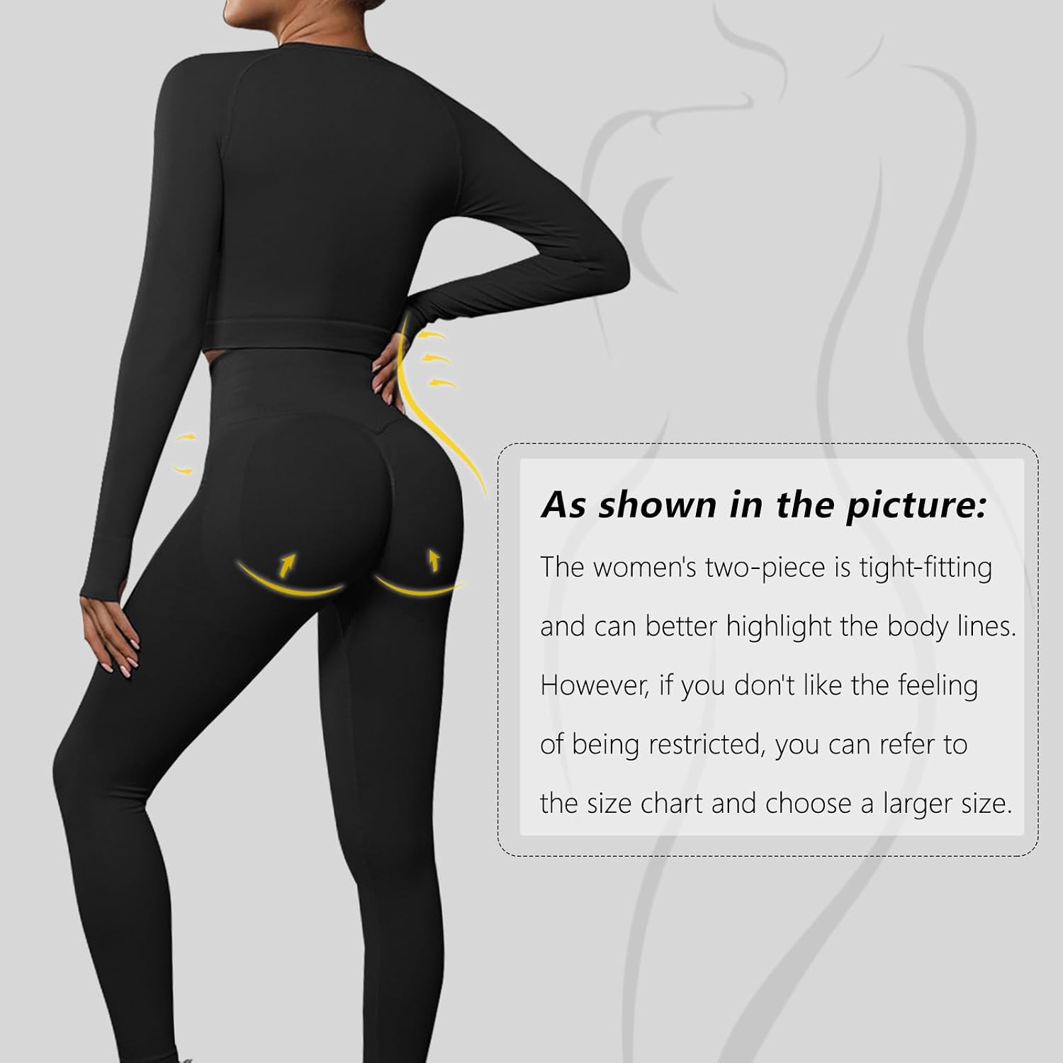 JBT Workout Set for Women Two Pieces for Long Sleeves Workout Sets, Seamless High Waist Leggings for Women