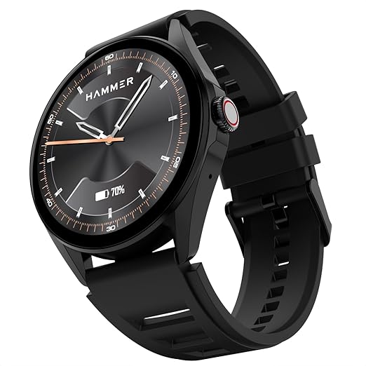 HAMMER Cyclone 1.39″ Round Dial Rotating Crown Smart Watch with Calling Function, High Refresh Rate, Multi Sports Modes, Spo2, HR, Voice Assistant (Midnight Black) at Rs. 999