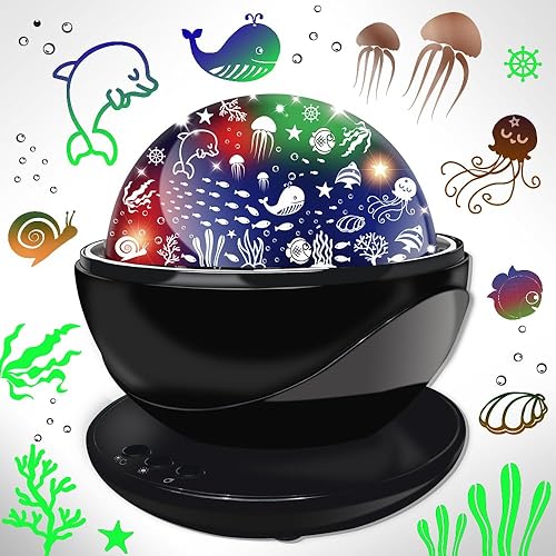 Proyector de astronauta, luces LED USB o luz nocturna de batería, luces de dormitorio, luz nocturna del mundo marino para niños, proyector de