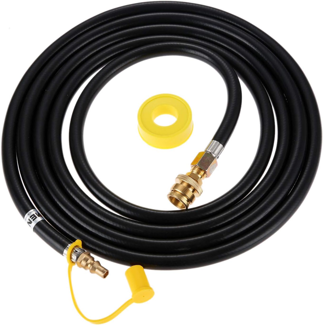 Aupoko 12 Feet Low Pressure Quick Connect RV Propane Hose, Quick Disconnect Propane Hose with 1/4" Quick Connect to 3/8" Female Flare Hose, Fits for RV to Hook Up Portable Camping BBQ Grill