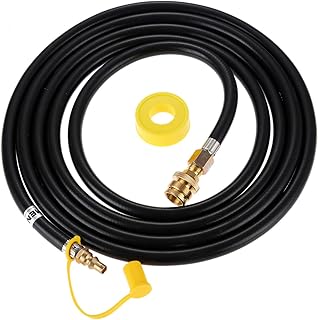 Aupoko 12 Feet Low Pressure Propane Quick Connect Hose, Quick Disconnect Propane Hose with 1/4' Quick Connect to 3/8" Female Flare Hose, Fits for RV to Hook Up Portable Camping BBQ Grill