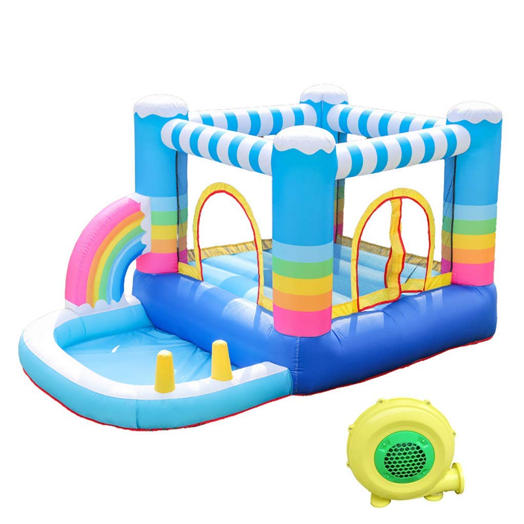 WRJY Kid Rainbow Bouncy House for Kids, Children's Outdoor Indoor Inflatable Bouncers Castle, Playground Toys, Present for Kid