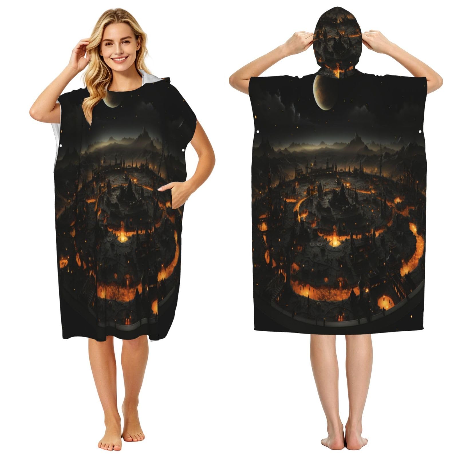 DTHKJNLSF Beautiful Country Adult Hooded Beach Poncho Towel