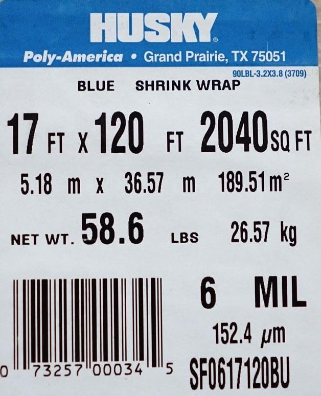 Poly-America Shrink Wrap Film 6 Mil 17' X 120' SF0617120B.1