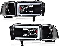 Vista 10 de PIT66 Conjunto de faros LED DRL BAR, compatible con GMC Sierra 1999-2006 /GMC Yukon 2000-2006, faros delanteros con lente ahumada, carcasa negra
