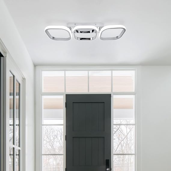 EIDISUNY Modern Led Ceiling Light, Flush Mount Ceiling Lamp 3 Squares LED, Close to Ceiling Lighting Fixtures for Hallway Bedroom Living Room Kitchen Office Entrance - 33W Cool White Light (Silver) [Energy Class E]