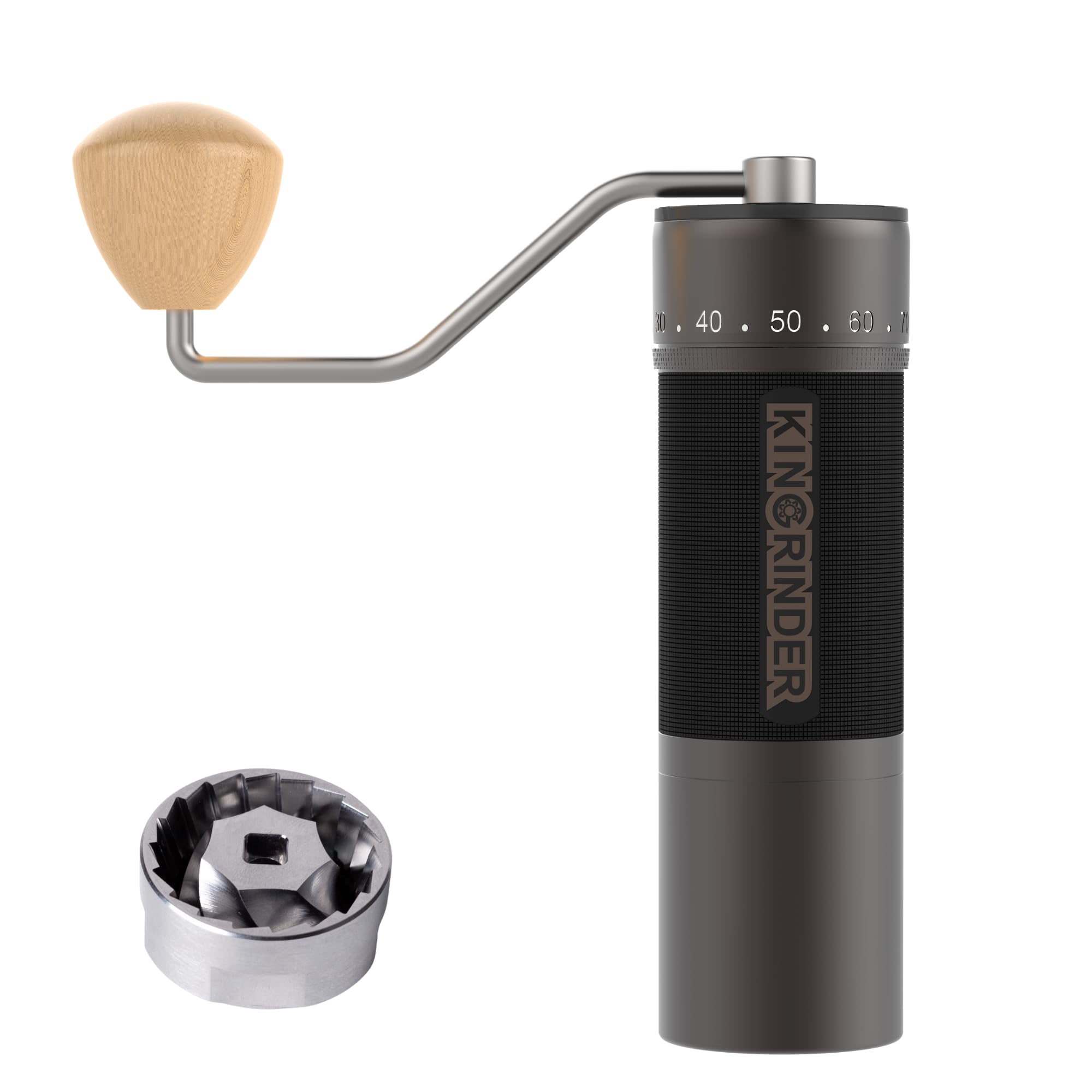 Amazon | 【グレイ】KINGrinder K7 手挽きコーヒーミル ベントハンドル