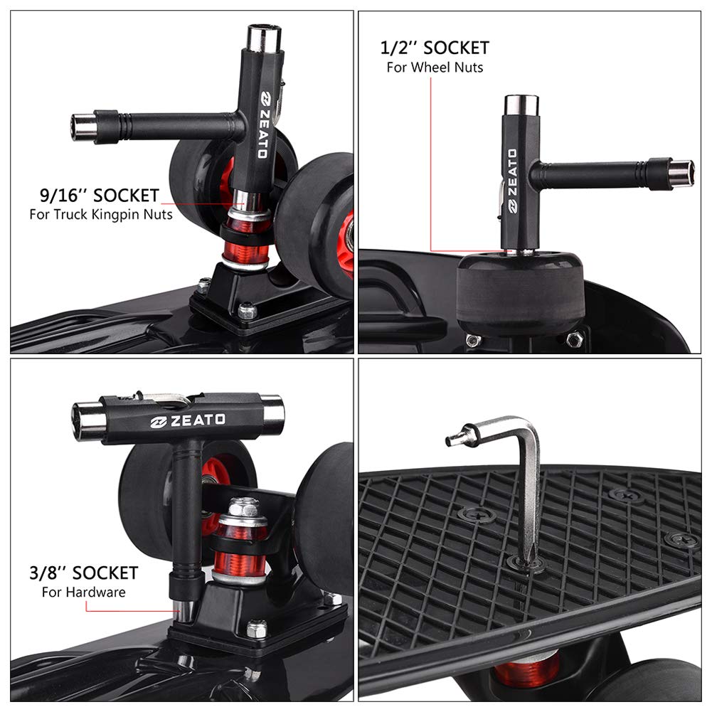 Zeato AllinOne Skate Tools MultiFunction Portable Skateboard T Tool