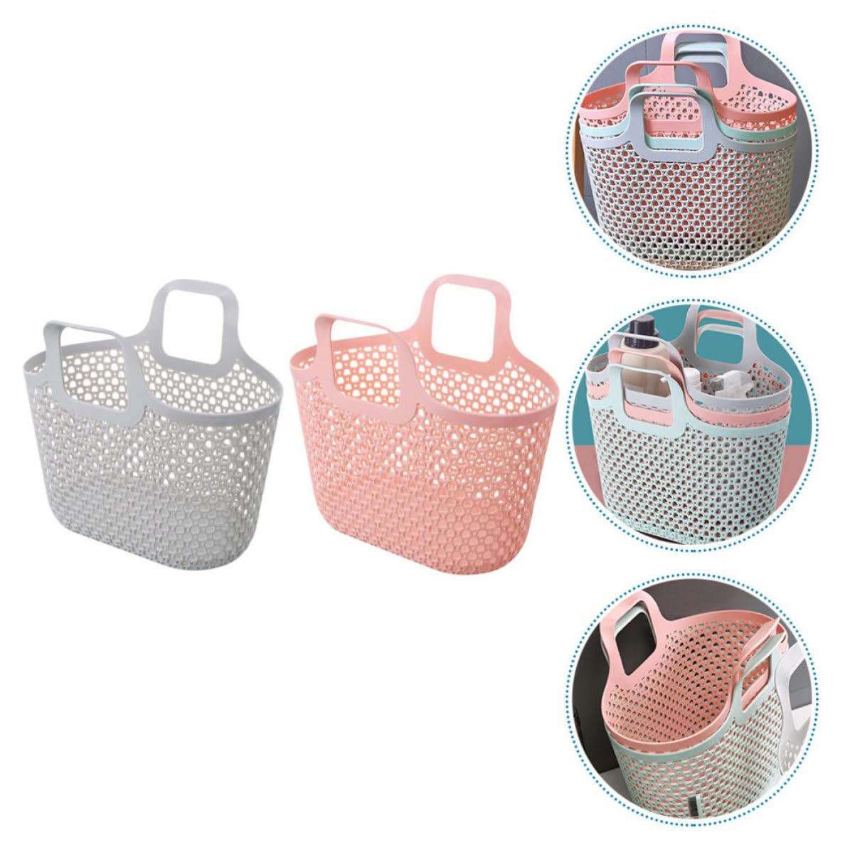 MAGICLULU 2 Pezzi Cestino Portaoggetti da Bagno Portatile in Plastica Pp Design Traforato, Salvaspazio e Installazione Sicura per Organizzare Prodotti e Abbigliamento