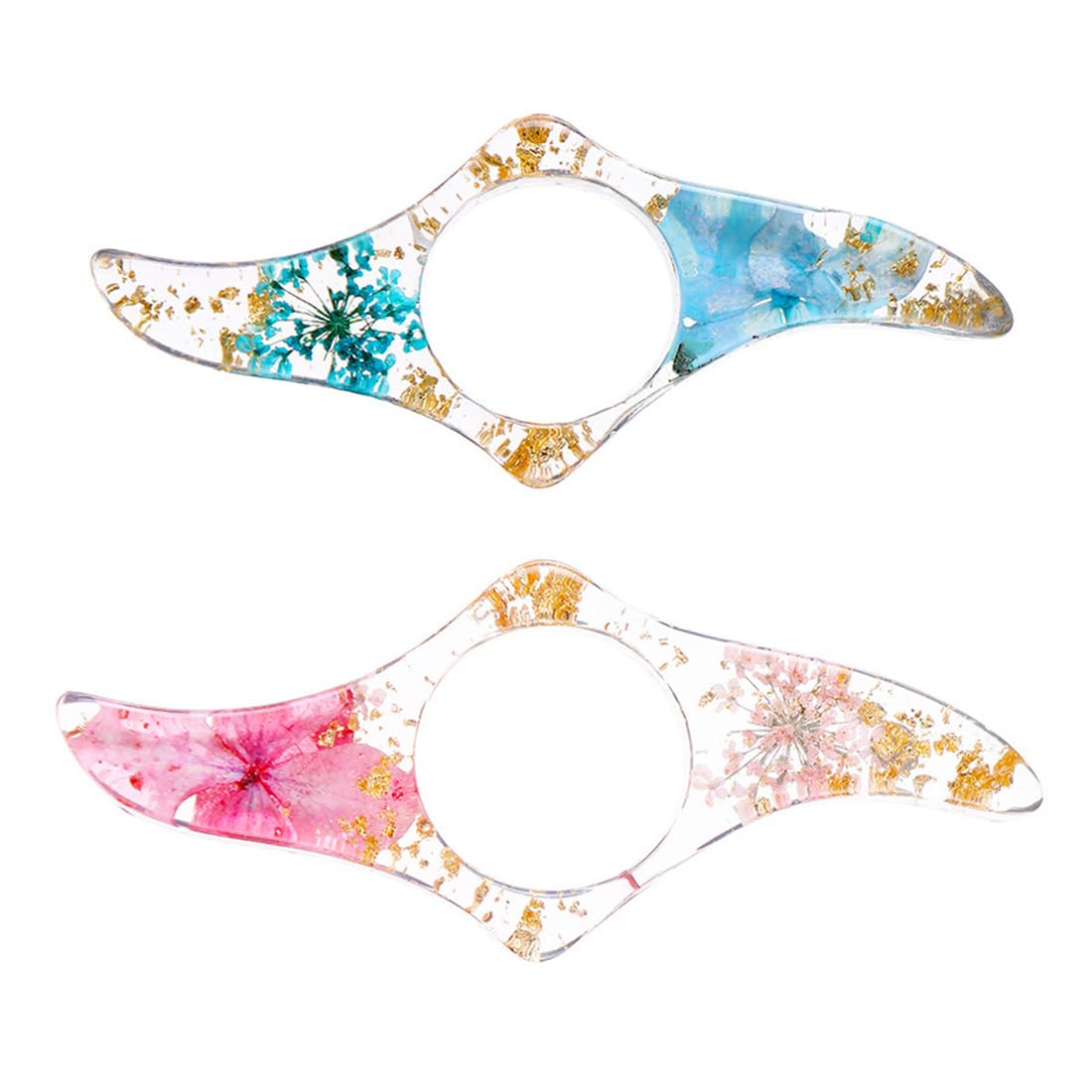 Soporte para Flores Secas de Resina SJBAUTYO - 2 piezas de soporte para página de libro transparente hecho a mano con marcador floral y anillo para lectura de pulgar