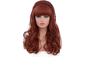 BESTUNG Wavy Copper Red 50s Costume Wig for Women