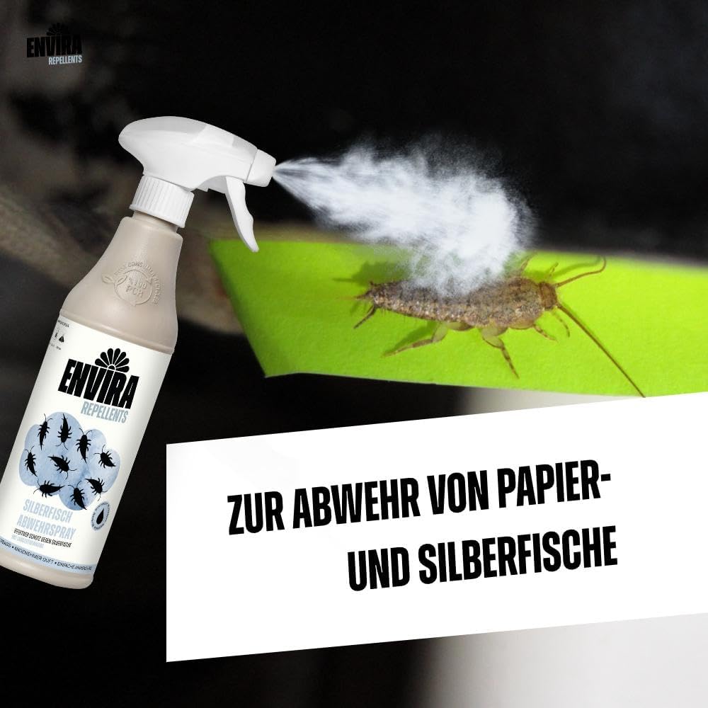 Envira Silberfischspray 5 Liter + 2L Sprüher - gegen Silber- & Papierfische | Silberfisch Spray mit Langzeitwirkung & Mittel gegen Papierfischchen - wirkt in der Wohnung, Silberfischchen loswerden