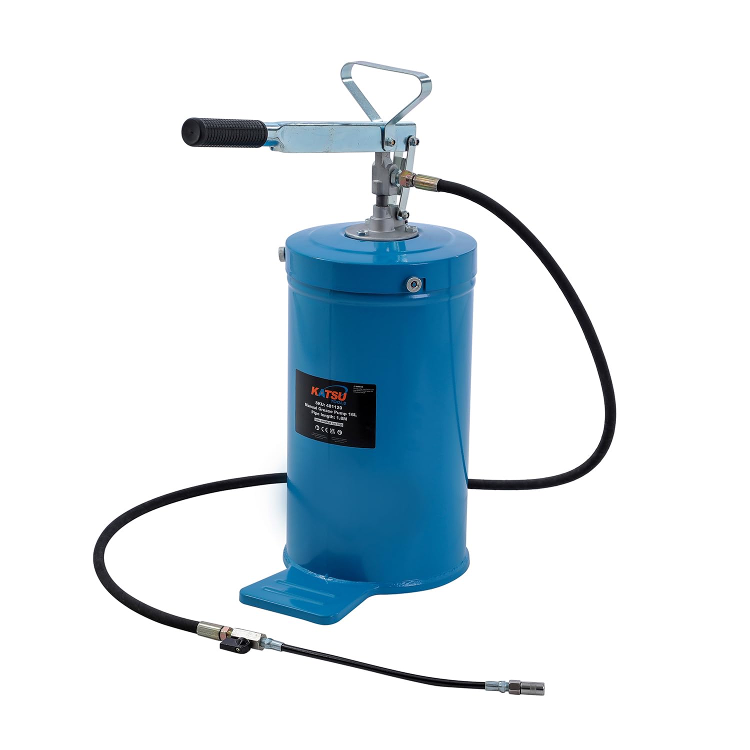 KATSU Tools Pompa per Grasso Manuale 16L Distributore di Grasso Ingrassatore con Pompa Portatile Pistola per Grasso a Mano, Lubrificatore per Veicoli e Macchine 481120
