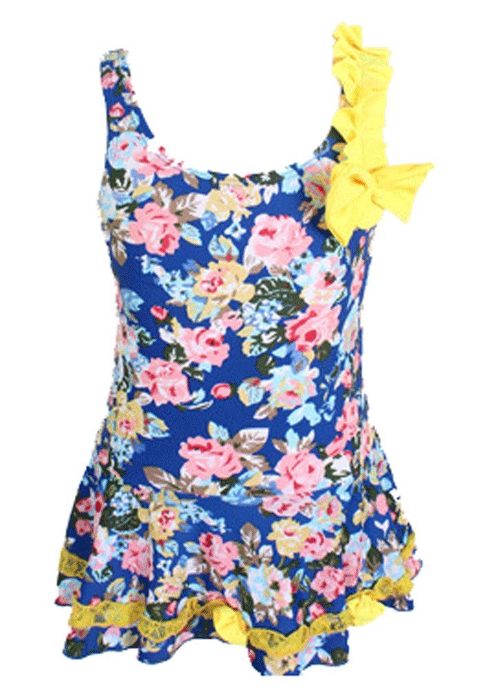 Pointss Girls’ Lovely Flowers Swimwear Princess One Piece Swimsuit Beach Bikini Suit