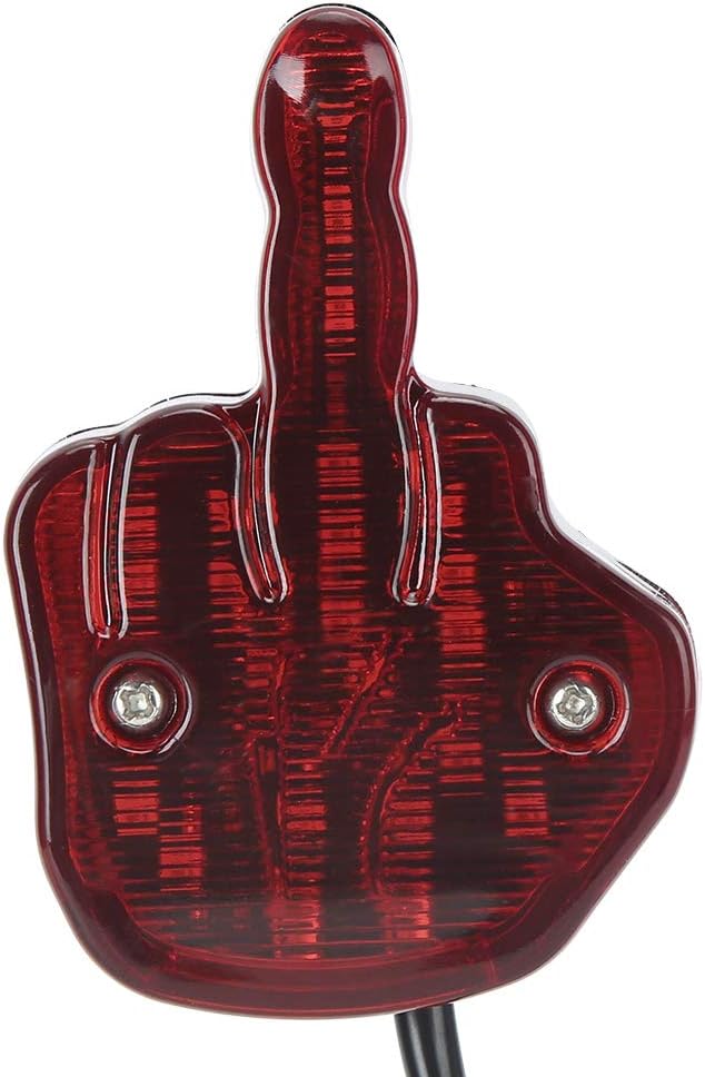 Motorcycle Taillight,12V LED Motorcycle Taillight Rear Brake Lamp Unique Middle Finger Styling Fits