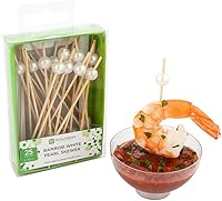 Vista 10 de Restaurantware Púas de madera de 3.5 pulgadas, 500 mini tenedores de cóctel de madera, dos púas de bambú resistentes para fiestas o catering