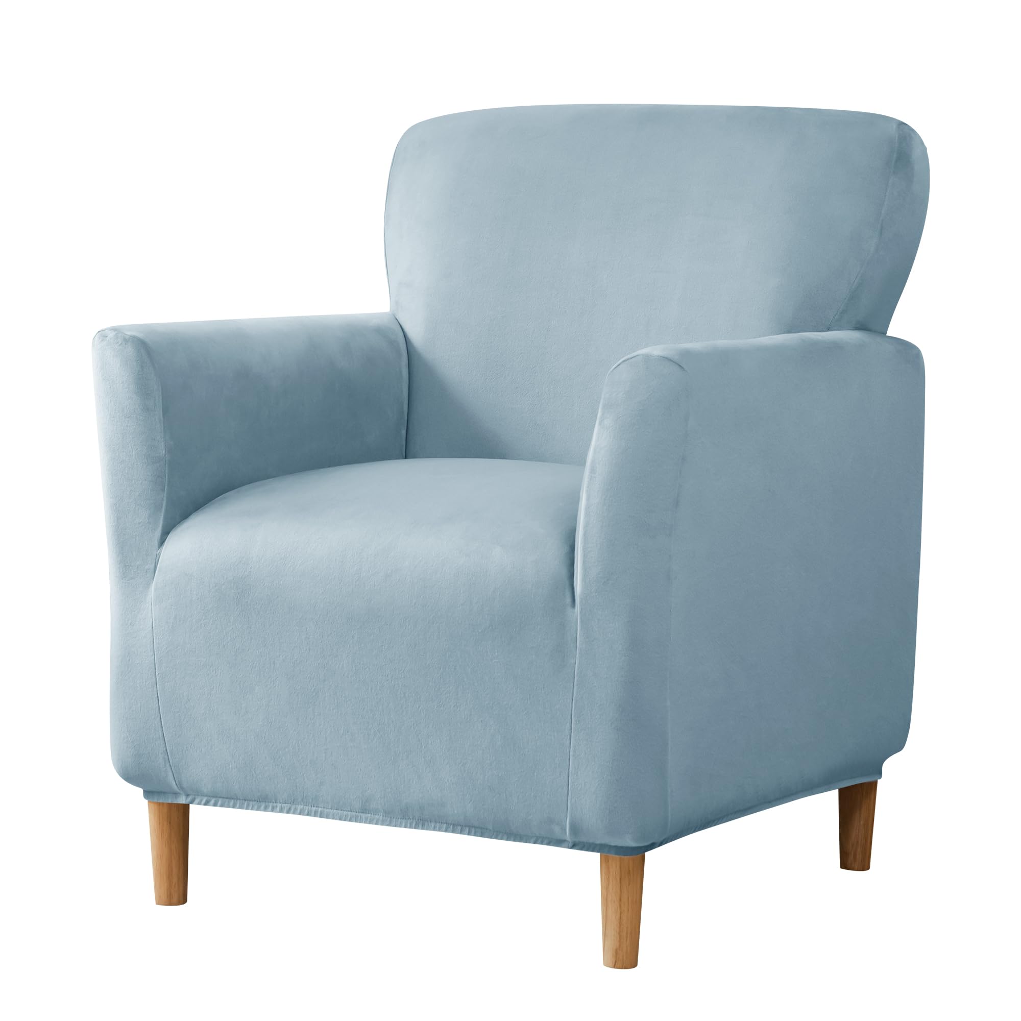 MIFXIN Banquet Armchair Slipcovers Chair Cover Velvet Stretch Armchair Sofa Cover 1 Piece Spandex Elastic Furniture Protector Couch Slipcover for 1-Seater Sofa with Arms (Light Blue)