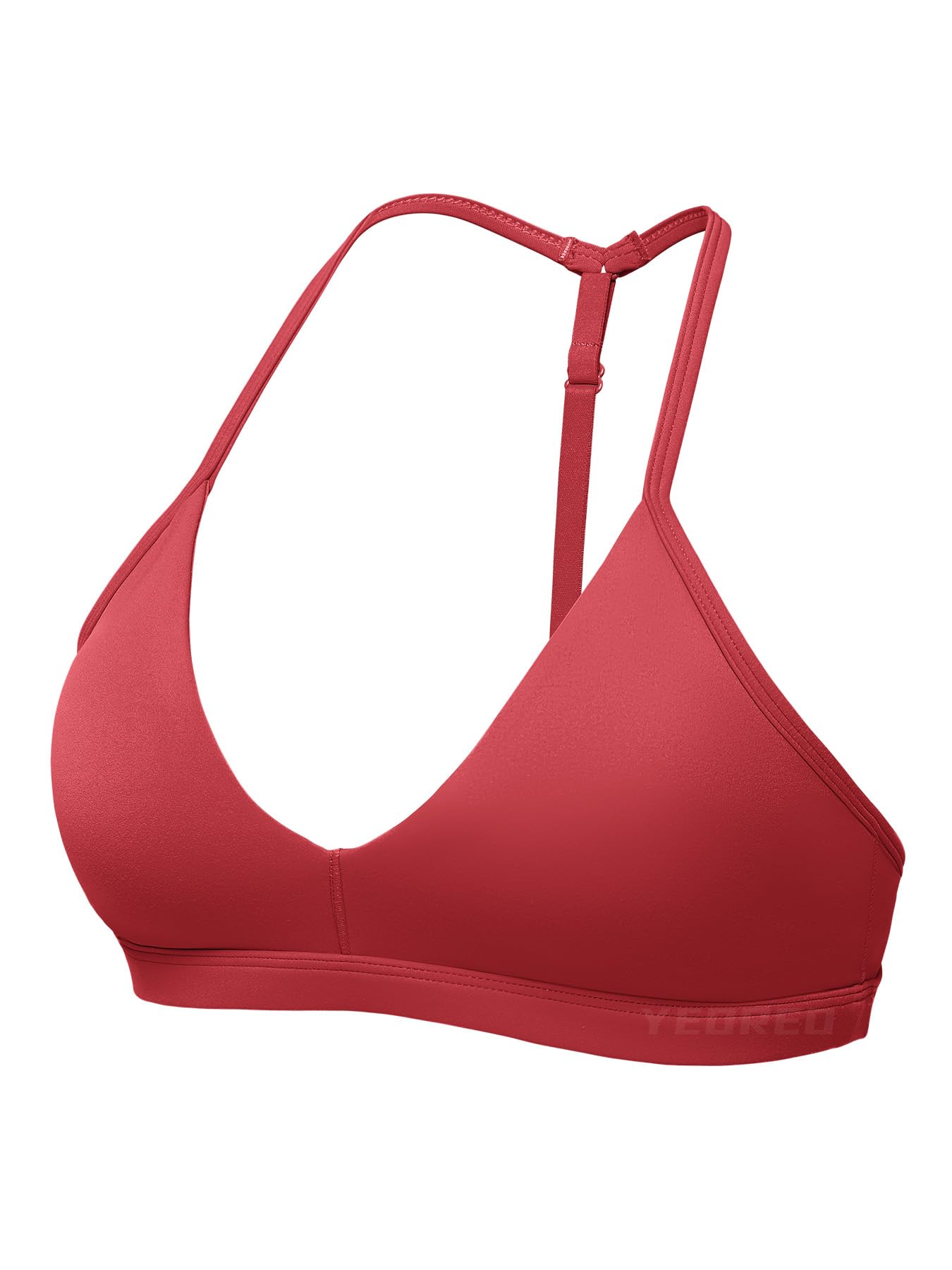 YEOREO Sports Bras for Women Strappy Padded Halter Ericie Open Back Light Impact Deep V Neck Yoga Workout Gym Tops