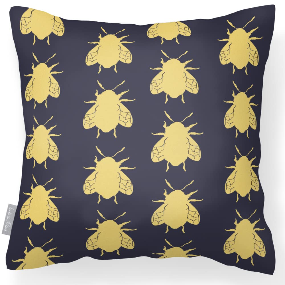 Izabela Peters Bees - Graphite Waterproof Outdoor Cushions, 43 Cm, Filled, Graphite, Garden & Chair Cushions