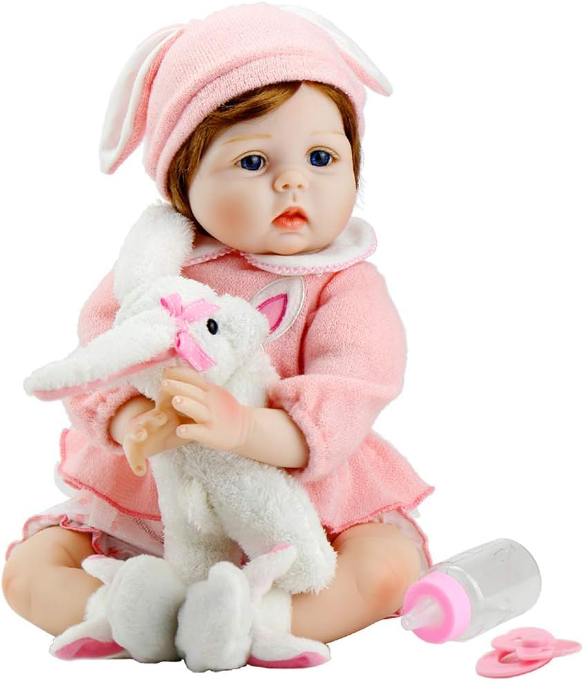 Aori Lifelike Reborn Baby Dolls - 22 Inch Realistic Newborn Baby Girl - Soft Vinyl Reborn Toddler with Feeding Set & Pink Outfit Real Life Baby Doll for Kids 3+, Toddlers & Collectors