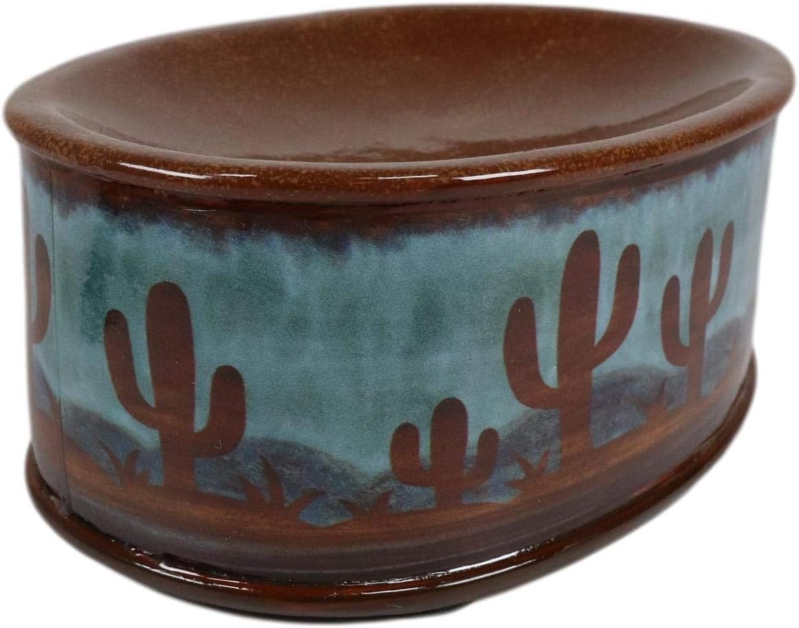 Ebros Rustic Southwestern Desert Cactus Arizona Wilderness Bathroom Accent Resin Figurine Accessories Western Country Cabin Lodge Decorative (Toothbrush and Toothpaste Holder)