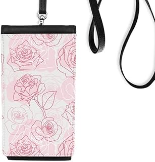 Hand Painted Rose Flower Phone Wallet Purse Hanging Mobile Pouch Black Pocket