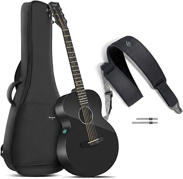 Enya Acoustic-Electric Guitar X3 Pro Mini Carbon Fiber Travel Guitar and Enya Magnetic Strap for Guitar, Bass, and Ukulele