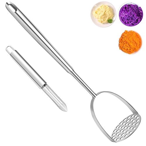 13.7in Long Handle Large Potato Smasher with Peeler, Mashed Potato
