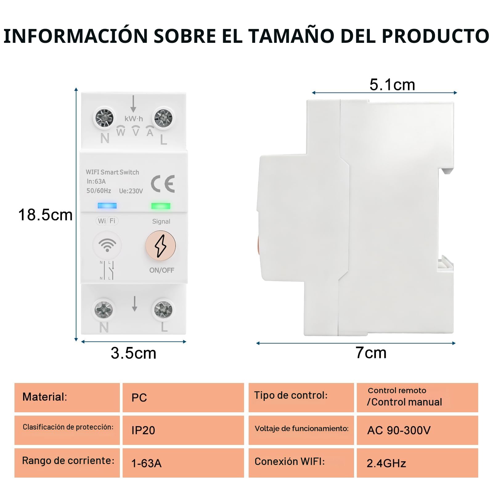 Interruptor wifi inteligente 63A Tuya Control por voz disyuntor wifi inteligente Medidor de Energía AC 80-300V interruptor remoto Protección contra sobrepresión sobrecorriente y sobrecarga