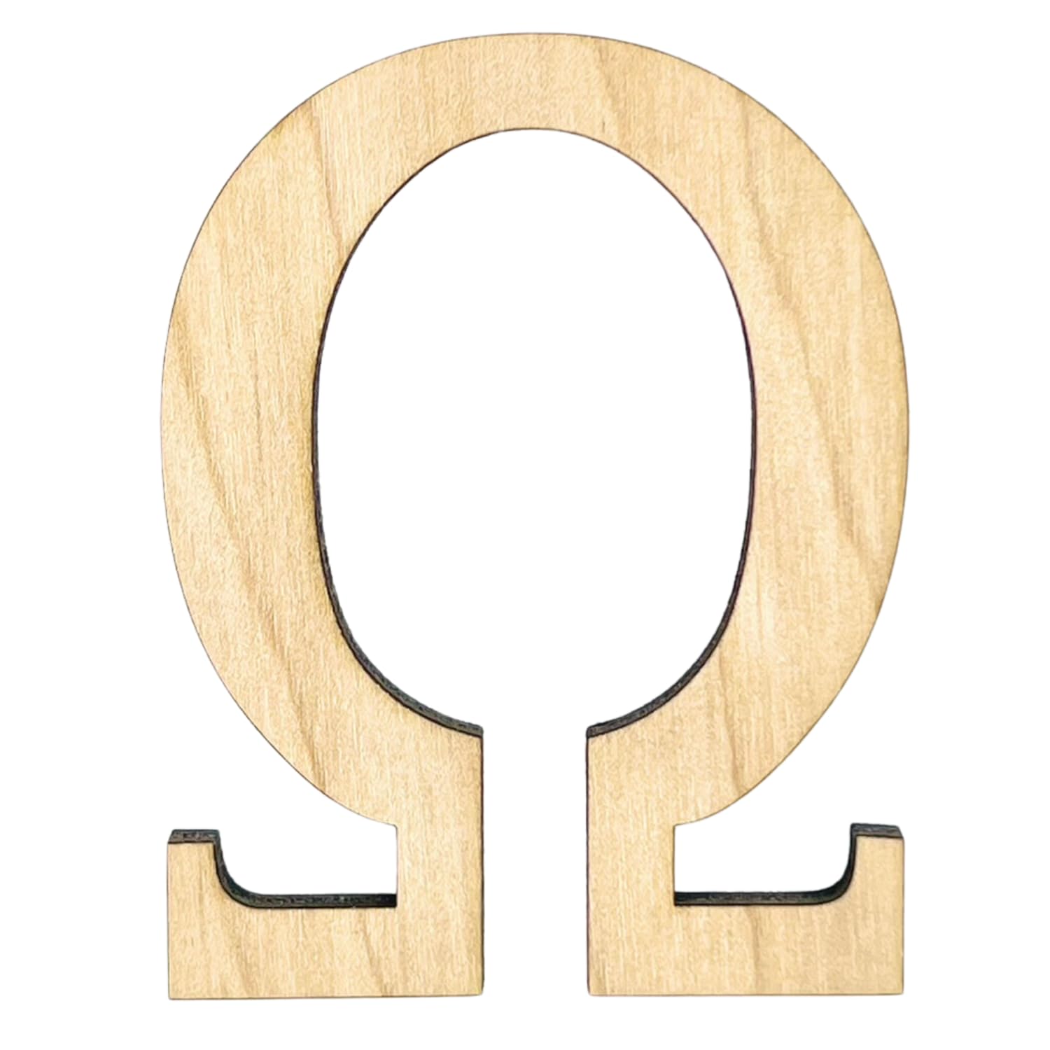 (Greek) Letters, Unfinished Wooden Letters, Sturdy and Durable, Paintable Birch Craft Alphabet (5in Tall, 1-4in Thick, Omega Ω)