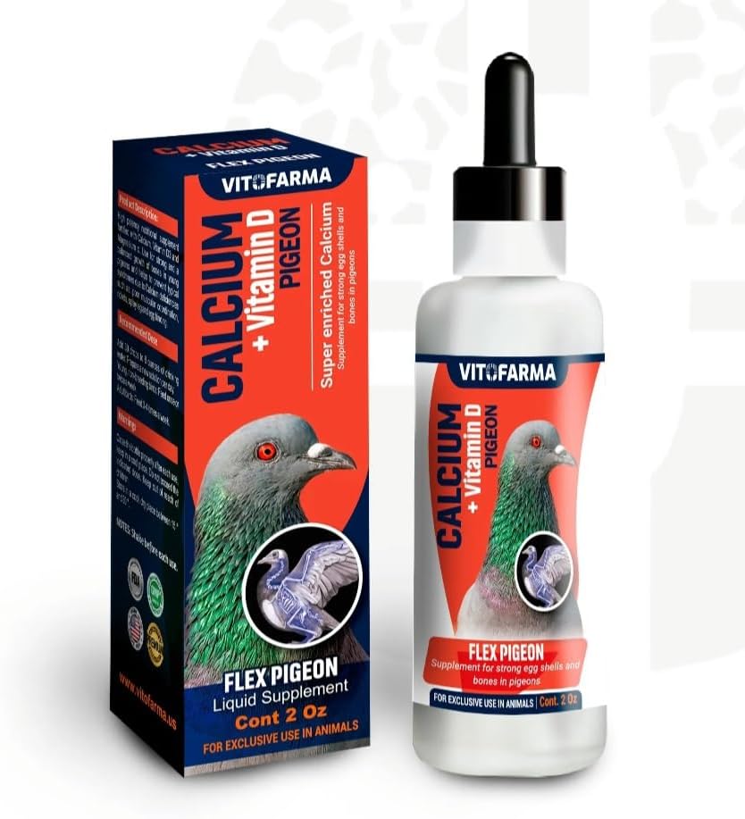 Calcium 60 ml for Pigeons & Birds with Vitamins D3 - Breeding, Bone Supports for Pigeons
