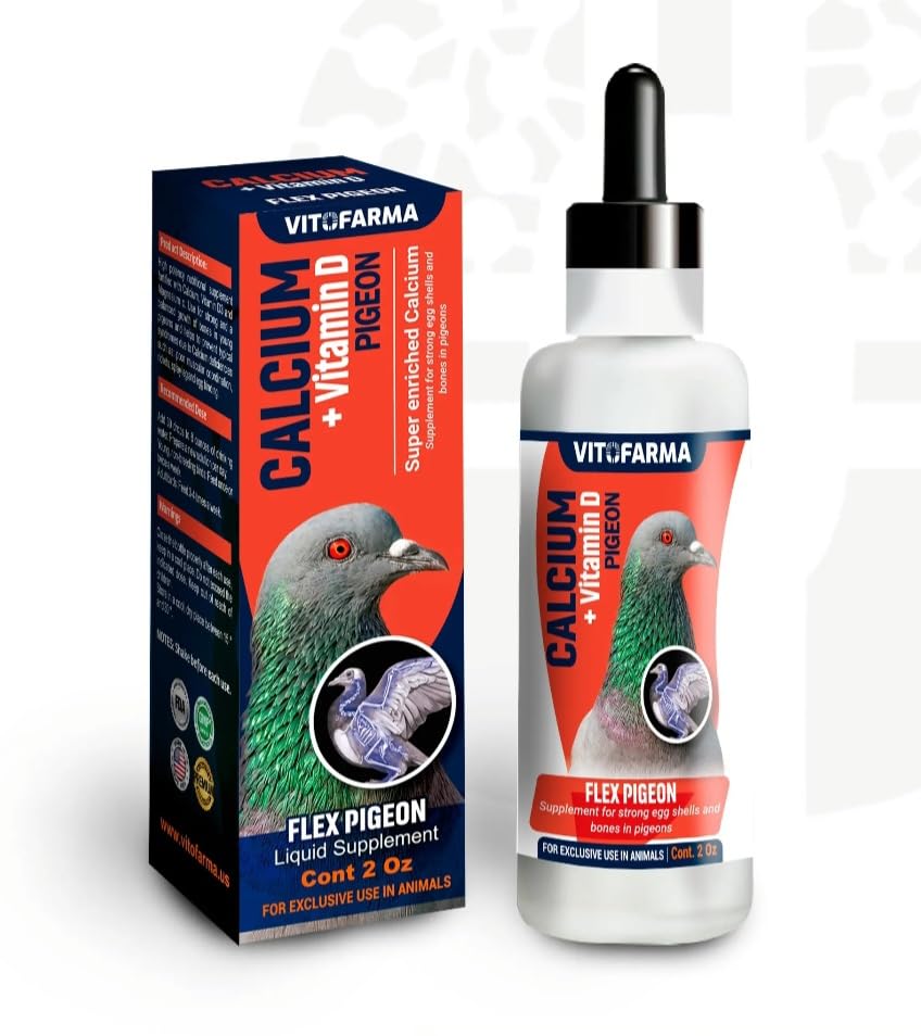 Calcium 60 ml for Pigeons & Birds with Vitamins D3 - Breeding, Bone Supports for Pigeons