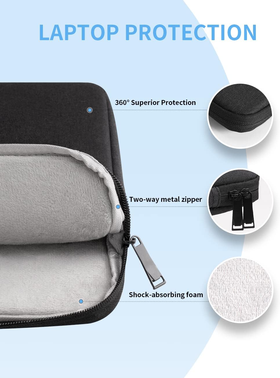 13-13.3 Inch Laptop Sleeve Bag Notebook Carrying Case with Handle Laptop Cover Protective Handbag Laptop Sleeve Case for MacBook Pro, MacBook Air (Black)
