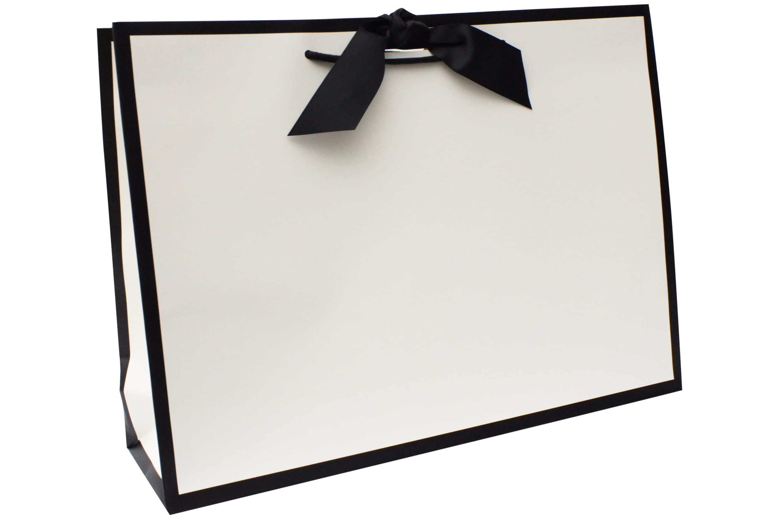 Nu-Nuel Luxury Paper Bags with Rope Handle | Black Edge Matt Laminated Gift Bag | 10 Large Gift Bags for Birthday, Wedding, Baby Showers, Bridal Party, Christmas (10, LARGE- 440x320x120mm)