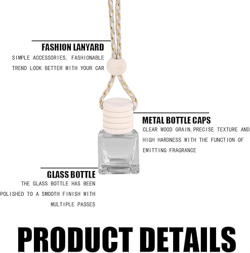Miniatura 3 de Osilly Ambientador colgante para automóvil, 0.3 fl oz, difusor de aceite, perfume, aromaterapia, botella de vidrio vacía, adorno de fragancia con