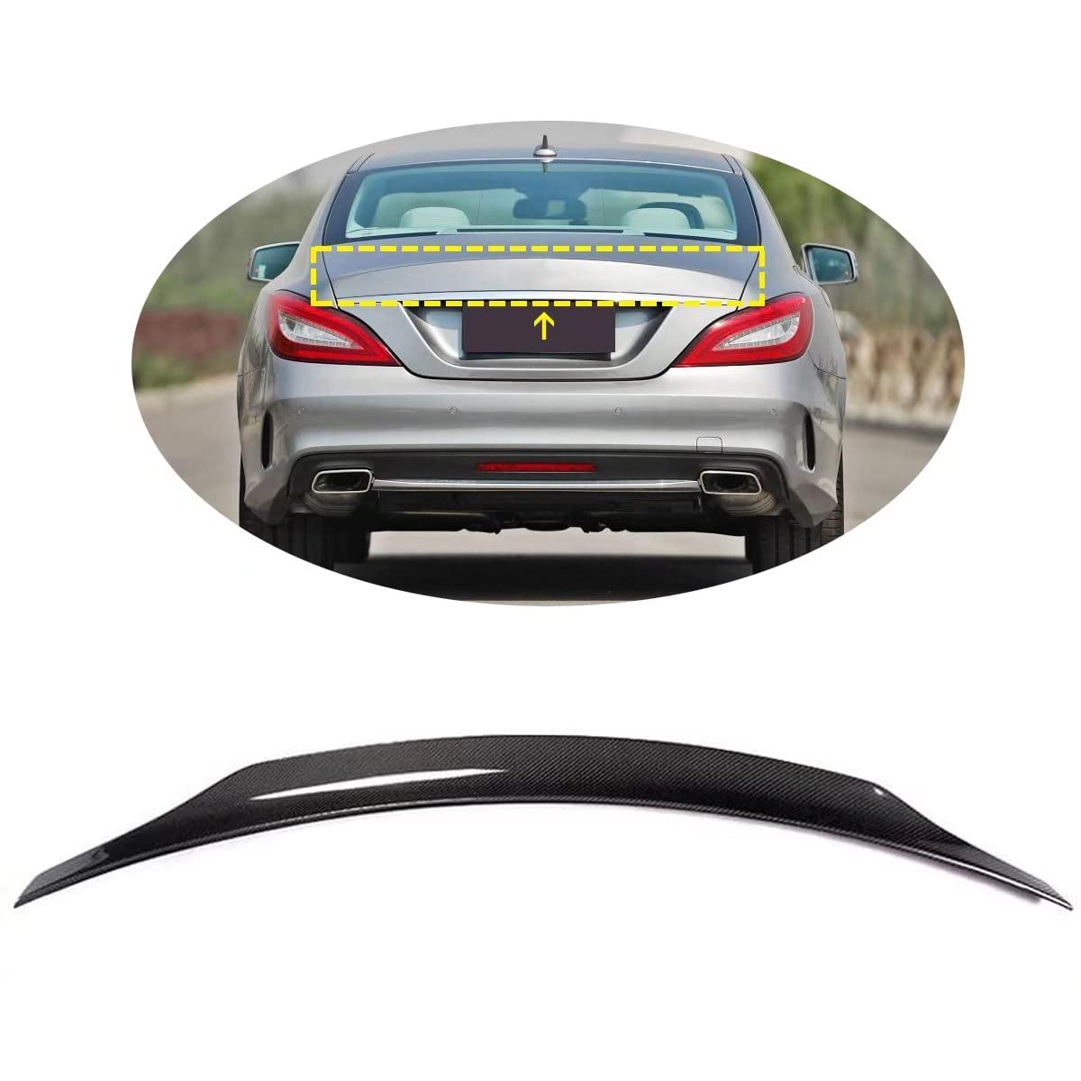 YUCSSFits For Mercedes Benz Cls Class W218 Cls220 Cls250 Cls350 Cls400 Cls500 Cls63 Amg Sedan 2012-2017 Carbon Fiber Cf Rear Broot Roof Spoiler Tail Wing