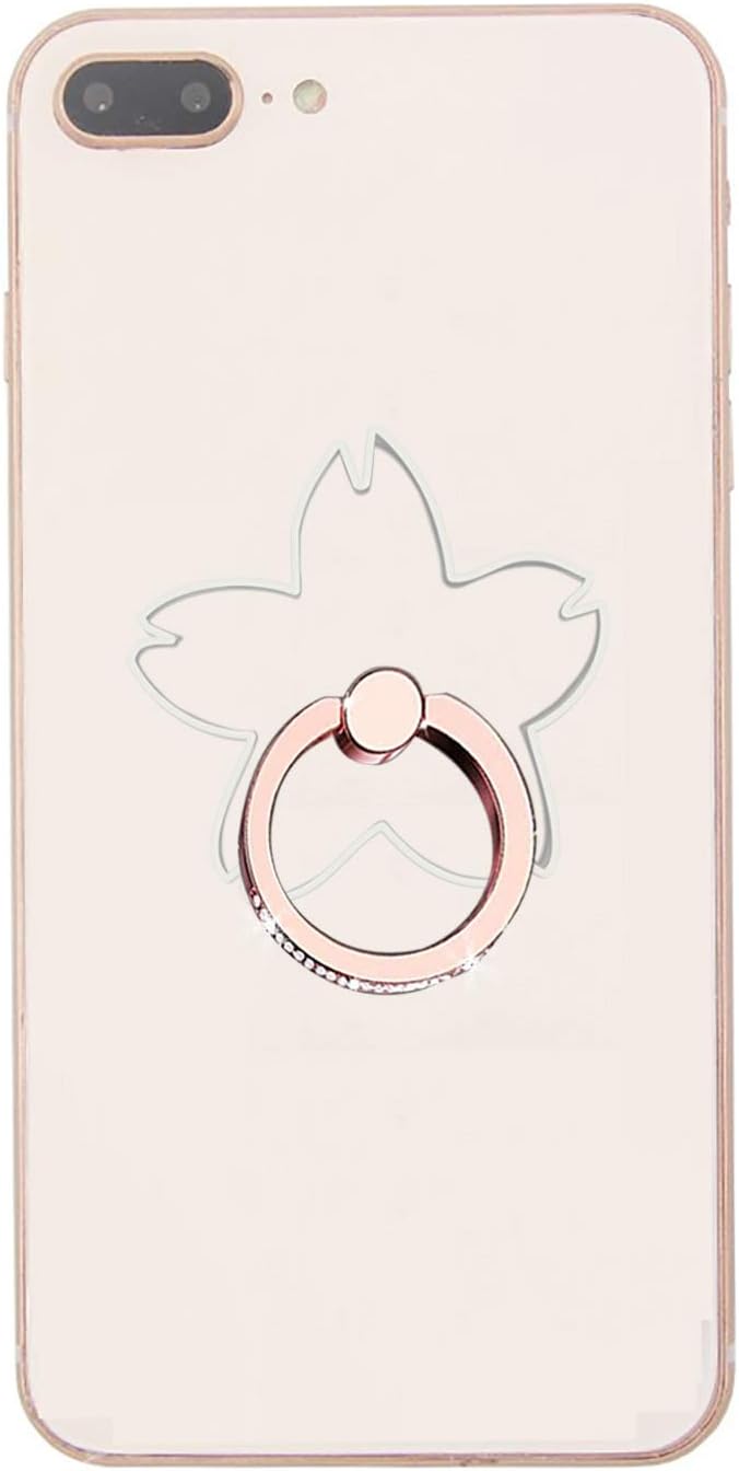 lenoup Transparent Oriental Cherry Cell Phone Ring Holder Kickstand,Bling Bling Sparkle Diamond Clear Cherry Blossom Cell Phone Finger Ring Grip Stand(Silver/Rose Gold)
